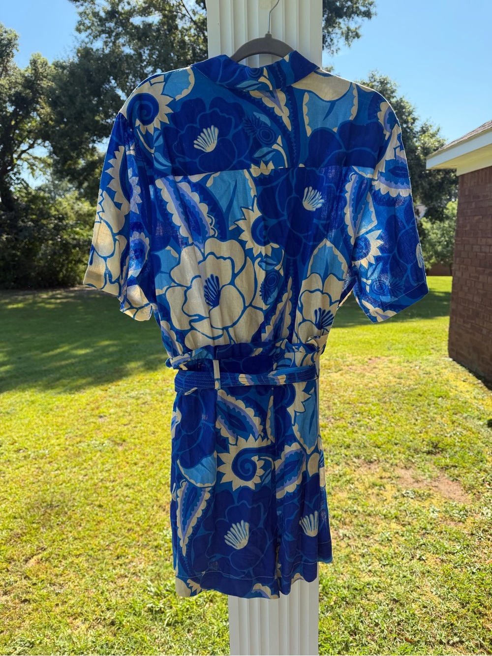 Farm Rio Printed Romper - Blue Jumpsuits and Rompers - Picture 2 of 4